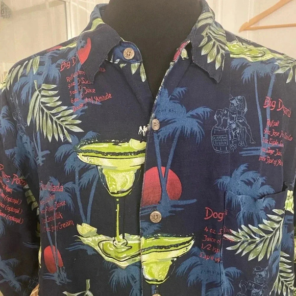 Big Dogs Short Sleeve Linen Blend All Over Print Margarita Button Up - Picture 6 of 7